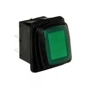 Lampa, Kapcsoló ledes, Zöld, 12-24V 10A, Vízálló