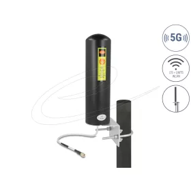   Delock 5G LTE antenna SMA-dugó 3 - 5 dBi irányítatlan, rögzített, kültéri fali és állított elhelyezésre fekete