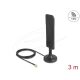 Delock WiFi 5,8 GHz-es antenna RP-SMA-dugó 3 dBi mindenirányú RG-174 csatlakozó kábellel 3 m, billenőcsuklóval és mágneses alappal, fekete színű