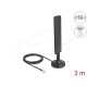 Delock 5G LTE-es antenna SMA-dugó 3 dBi mindenirányú RG-174 csatlakozó kábellel 3 m, billenőcsuklóval és mágneses alappal, fekete színű