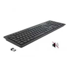   Delock NÉMET Vezetéknélküli USB klaviatúra 2,4 GHz Fekete - Néma