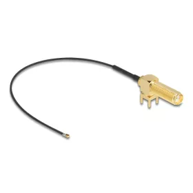   Delock Antenna kábel SMA 90  PCB anya válaszfali csatlakozóval apa I-PEX Inc., MHF  4L-dugó 1.13 15 cm menethossz 15 mm (12031)