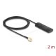 Delock GSM UMTS LTE WLAN 2,4 GHz Antenna, SMA csatlakozódugó, 2 dBi, irányítatlan, rögzített, fekete, öntapadós
