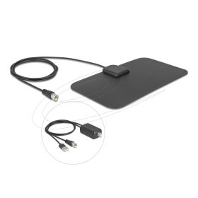   Delock DAB+ DVB-T2 antenna F apa 5 - 25 dB aktív, mindenirányú, fekete ragasztós beszerelés