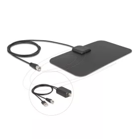  Delock DAB+ DVB-T2 antenna F apa 5 - 25 dB aktív, mindenirányú, fekete ragasztós beszerelés