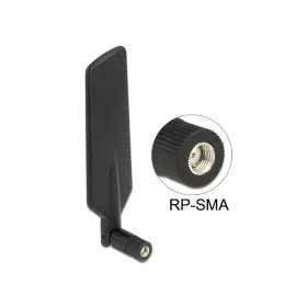   DELOCK LTE WLAN kétsávos antenna RP-SMA 1 ~ 4 dBi mindenirányú - forgatható, hajlítható fekete (12409)