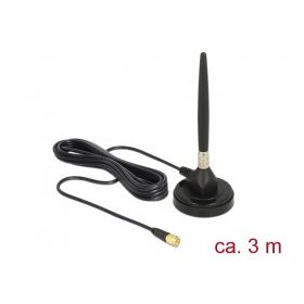   Delock GSM antenna SMA-dugó 3 dBi irányítatlan, rögzített, mágneses talppal és csatlakozókábellel (R (12421)