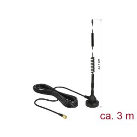   Delock LTE antenna SMA-dugó 5 dBi irányítatlan, rögzített, mágneses talppal és csatlakozókábellel (R