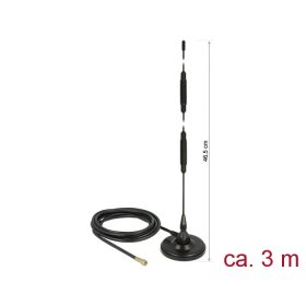   Delock LTE antenna SMA-dugó 7 dBi irányítatlan, rögzített, mágneses talppal és csatlakozókábellel (R