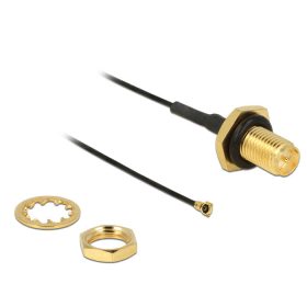   Delock Antennakábel RP-SMA Jack Bulkhead > MHF IV /HSC MXHP32 kompatibilis dugó 100 mm 0,81 menettel