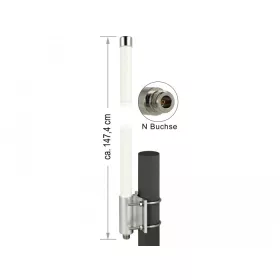   Delock LoRa 868 MHz-es antenna N Jack 8 dBi 147,7 cm-es irányítatlan, fix falra,oszlopra szerelhető