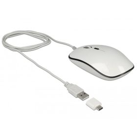   Delock Optikai 4 gombos USB A-típusú + USB Type-C  asztali egér (12532)