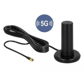   Delock 5G LTE antenna SMA-dugó 0 - 3 dBi irányítatlan, rögzített, mágneses talppal és csatlakozókábe
