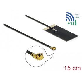   Delock WLAN 802.11 ac/ax/a/h/b/g/n Antenna, MHF  I csatlakozódugó, 2,7 - 3,0 dBi, 1.13 15 cm-es NYÁK (12611)