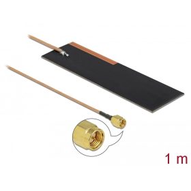  Delock LPWAN antenna SMA dugó 1 - 2 dBi RG-178 1 m PCB belső öntapadó (12620)