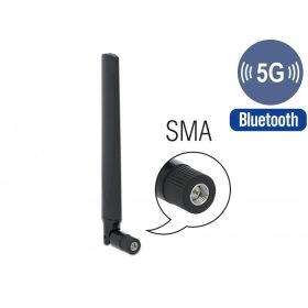   Delock 5G LTE antenna SMA-dugó -3,3 - 1,3 dBi irányított, csuklós csatlakozó, fekete (12634)
