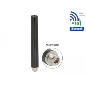   Delock Két csatornás WLAN WiFi 6 Antenna N anya 4 - 6 dBi 16,55 cm többirányú fix kültéri fekete (12701)