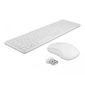   Delock NÉMET Vezetékmentes USB klaviatúra és egér szett 2,4 GHz, fehér (12703)