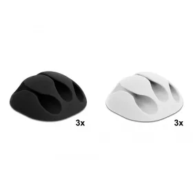   Delock Kábeltartó három kábelrendezővel 6 darabos készlet fekete / fehér (18346)