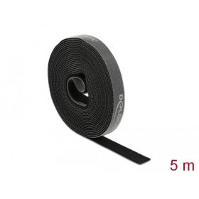   Delock Velcro fekete ragasztó szalag guriga Hx 5 m x Sz 15 mm (18384)