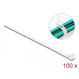   Delock Újrahasználható kábelkötegelő H 200 x Sz 7,2 mm 100 db. Fehér