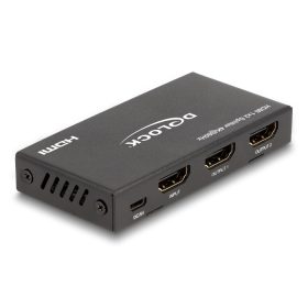   Delock HDMI elosztó 1 x HDMI megoszlik 2 x HDMI-vé, 4K 60 Hz kimenettel és downscalerrel (18651)