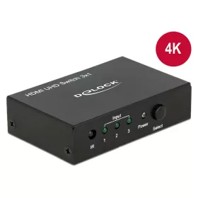   Delock HDMI UHD-kapcsoló, 3 x HDMI-bemenet > 1 x HDMI-kimenet, 4K