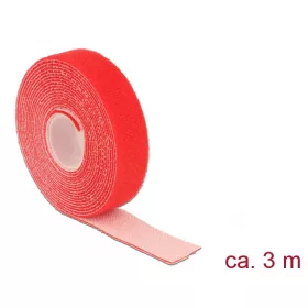   Delock Hurkolható rögzítők, 3 m x 20 mm (H x Sz) tekercs, piros (18722)