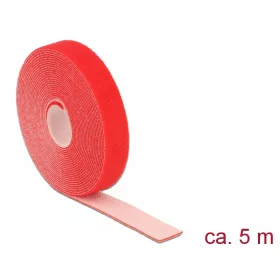   Delock Hurkolható rögzítők, 5 m x 20 mm (H x Sz) tekercs, piros (18723)