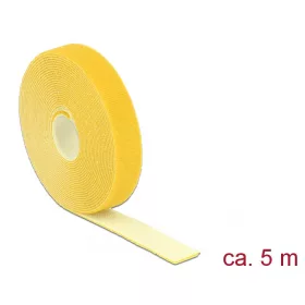   Delock Hurkolható rögzítők, 5 m x 20 mm (H x Sz) tekercs, sárga (18739)