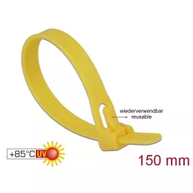   Delock Kábelösszeköto újrahasznosítható hoálló hossza 150 mm, szélessége 7,5 mm, 100 db. sárga (18760)