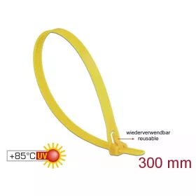   Delock Kábelösszeköto újrahasznosítható hoálló hossza 300 mm, szélessége 7,6 mm, 100 db. sárga