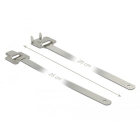   Delock Rozsdamentes acél, újrahasználható kábelkötegek összeköto kampóval hossz: 250 mm szélesség: 1