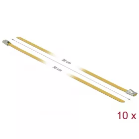   Delock Rozsdamentes Acél Kábelkötegek Hossza 300 x Szélesség 4,6 mm sárga 10 db. (18786)