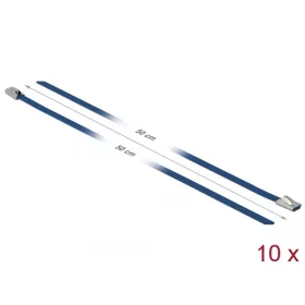   Delock Rozsdamentes Acél Kábelkötegek Hossza 500 x Szélesség 4,6 mm kék 10 db. (18796)