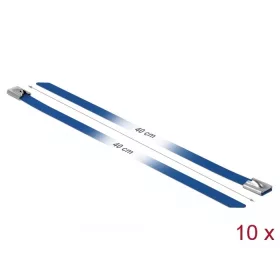   Delock Rozsdamentes Acél Kábelkötegek Hossza 400 x Szélesség 7,9 mm kék 10 db.