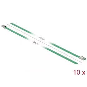   Delock Rozsdamentes Acél Kábelkötegek Hossza 500 x Szélesség 4,6 mm zöld 10 db. (18804)