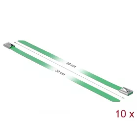   Delock Rozsdamentes Acél Kábelkötegek Hossza 300 x Szélesség 7,9 mm zöld 10 db. (18806)