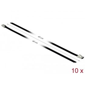   Delock Rozsdamentes Acél Kábelkötegek Hossza 400 x Szélesség 4,6 mm fekete 10 db. (18811)