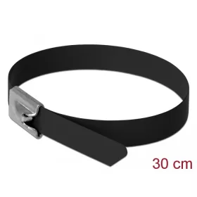   Delock Rozsdamentes Acél Kábelkötegek Hossza 300 x Szélesség 7,9 mm fekete 10 db. (18814)