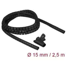   Delock Spirális kábelburkolat behúzó eszközzel 2,5 m x 15 mm fekete