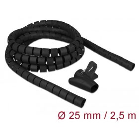   Delock Spirális kábelburkolat behúzó eszközzel 2,5 m x 25 mm fekete