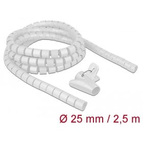   Delock Spirális kábelburkolat behúzó eszközzel 2,5 m x 25 mm fehér