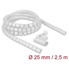   Delock Spirális kábelburkolat behúzó eszközzel 2,5 m x 25 mm fehér