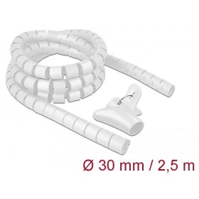   Delock Spirális kábelburkolat behúzó eszközzel 2,5 m x 30 mm fehér