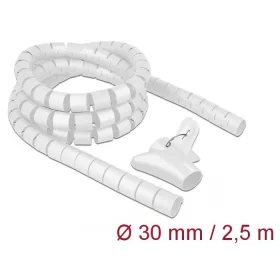   Delock Spirális kábelburkolat behúzó eszközzel 2,5 m x 30 mm fehér