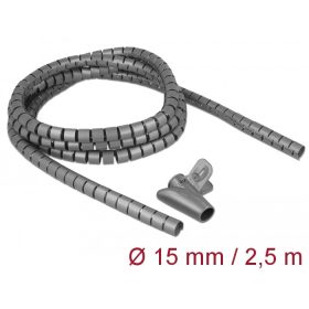   Delock spirális kábelburkolat behúzó eszközzel 2,5m x 15mm szürke (18843)