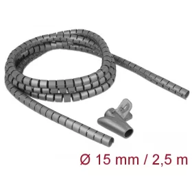   Delock spirális kábelburkolat behúzó eszközzel 2,5m x 15mm szürke (18843)