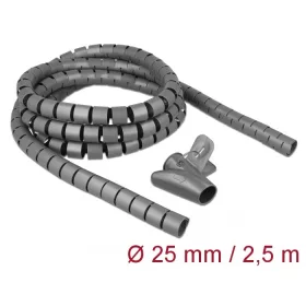   Delock Spirális kábelburkolat behúzó eszközzel 2,5 m x 25 mm szürke