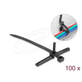   Delock Kábelkötegelő tiplivel Hx 150 x Sz 7,0 mm fekete 100 db. (18914)